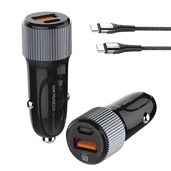 Cargador Vehicular LDNIO C510Q-PD con Cable TC a TC