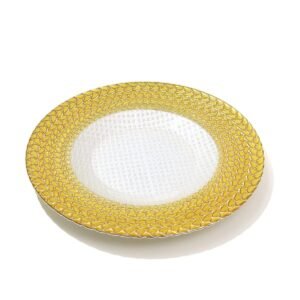 PLATO BASE DE VIDRIO / GP-0002-GOLDWHITE / FS006