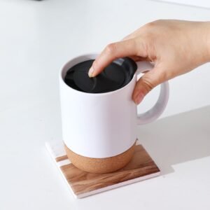 JARRO DE CERAMICA CON BASE DE CORCHO / JA2459-WHITE / FS006