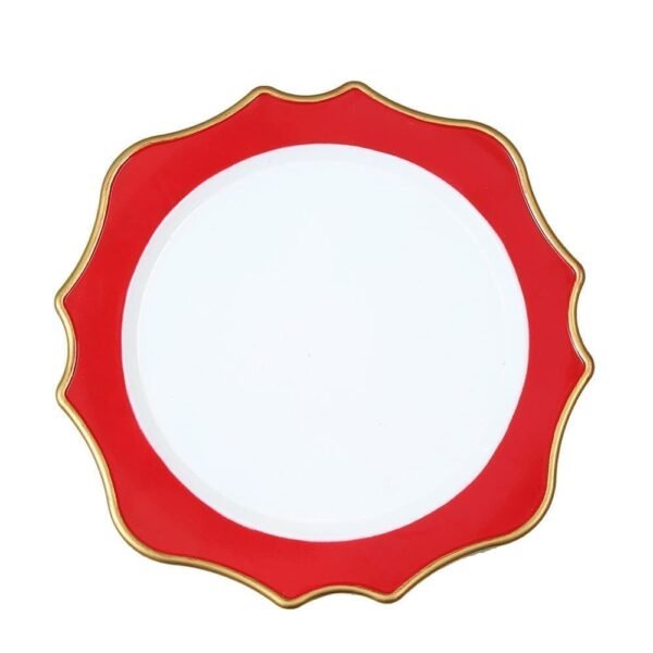 PLATO BASE PLÁSTICO ROJO Y DORADO / JA2541 / FS006 - Image 2