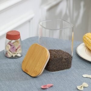 ENVASE DE VIDRIO CON TAPA DE BAMBU / JA3011 /FS006