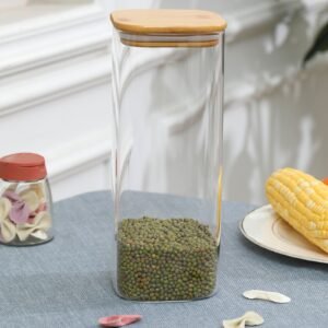 ENVASE DE VIDRIO CON TAPA DE BAMBU / JA3013 /FS006