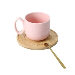 TAZA ROSADA CON PLATILLO Y CUCHARITA / JA3047 / FS006