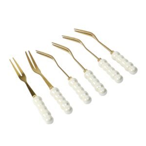 JUEGO DE TENEDORES DORADOS CON PERLAS 6 PCS / JA3064 / FS006