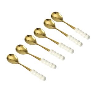 JUEGO DE CUCHARAS DORADAS CON PERLAS 6 PCS / JA3065 / FS006