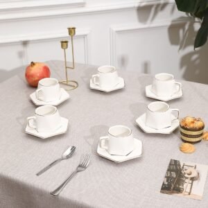 SET DE TAZAS BLANCAS CON PLATILLOS / JA3068 / FS006
