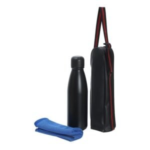 BOTELLA DE ALUMINIO 600 ML + ESTUCHE + TOALLA / JA3124-BLACK / FS006