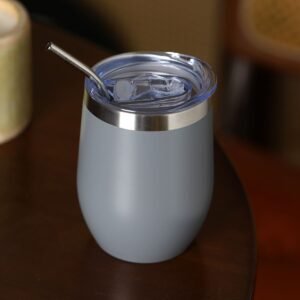 TUMBLER GRIS CON SORBETE CURVO / JA3135-GREY / FS006