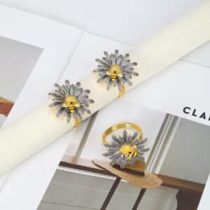 SET DE 4 ANILLO PARA SERVILLETA FLOR / JA3416-GREY / FS006