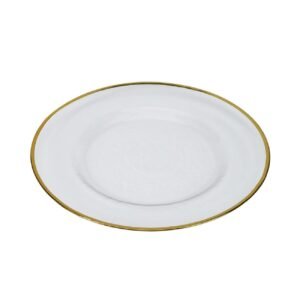 PLATO BASE DE VIDRIO TRANSPARENTE CON FILO DORADO / JA3462 / FS006