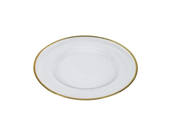 PLATO BASE DE VIDRIO TRANSPARENTE CON FILO DORADO / JA3462 / FS006