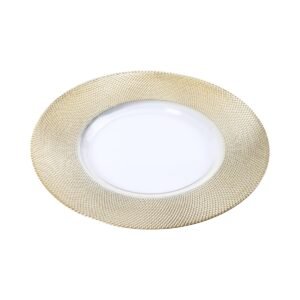 PLATO BASE DE VIDRIO FRANJA DORADO / JA3476 / FS006