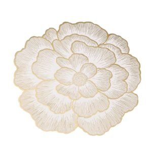 INDIVIDUAL DE HOJA BLANCO CON FILOS DORADO / JA3512 / FS006