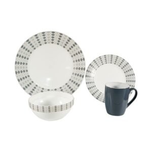 JUEGO VAJILLA 16PCS GEOMETRICS GRIS / W-16E2-5 / FS006