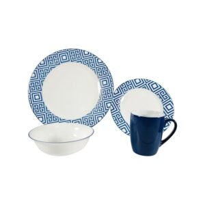 JUEGO VAJILLA 16PCS GEOMETRICS AZUL  / W-16E2-6 / FS006