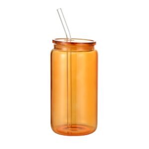 VASO Y SORBETE DE VIDRIO AMBAR / JA3193-AMBER / FS006