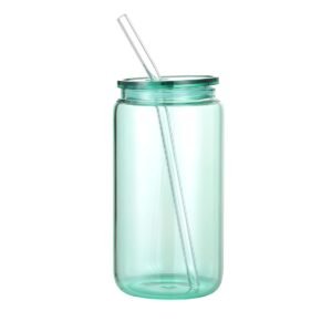 VASO Y SORBETE DE VIDRIO VERDE / JA3193-GREEN / FS006