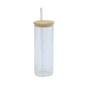 VASO DE VIDRIO CON TAPA DE BAMBU / JA3195 / FS006
