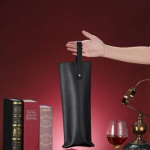 FUNDA PARA BOTELLA DE CUERINA NEGRA / JA3577-BLACK / FS006