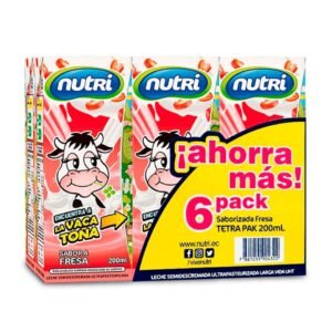 Pack 6 und. Leche Semidescremada Nutri Frutilla 200 ml / FS0011