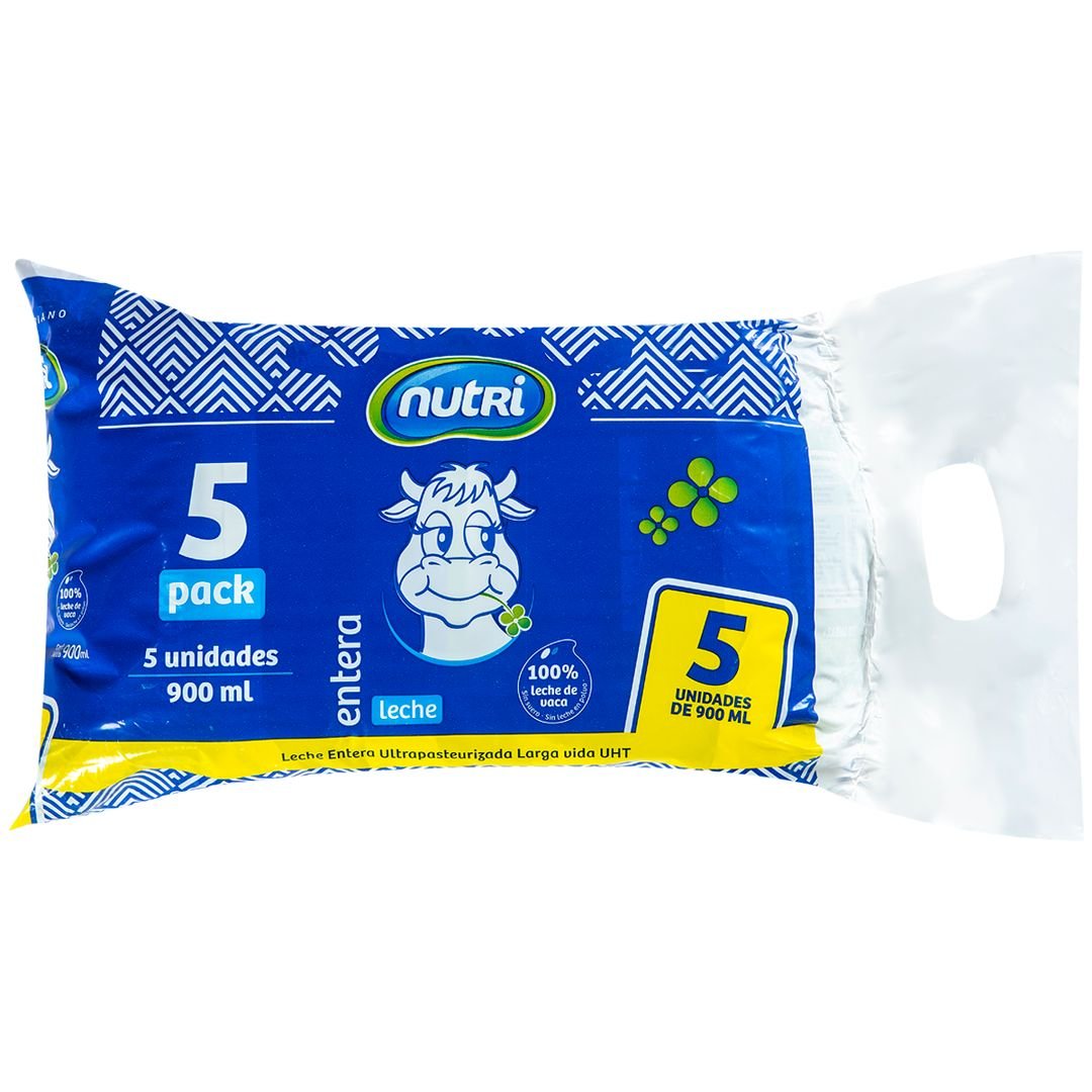 Pack 5 Uds Leche Entera Nutri UHT en Funda 900ml / FS0011