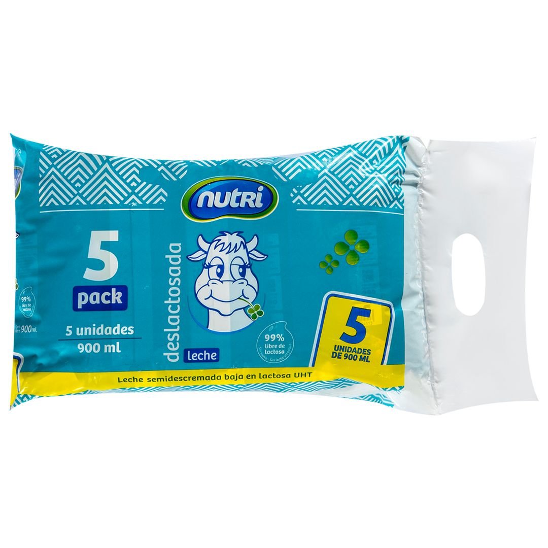 Pack 5 Uds Leche Nutri Deslactosada UHT en Funda 900ml / FS0011