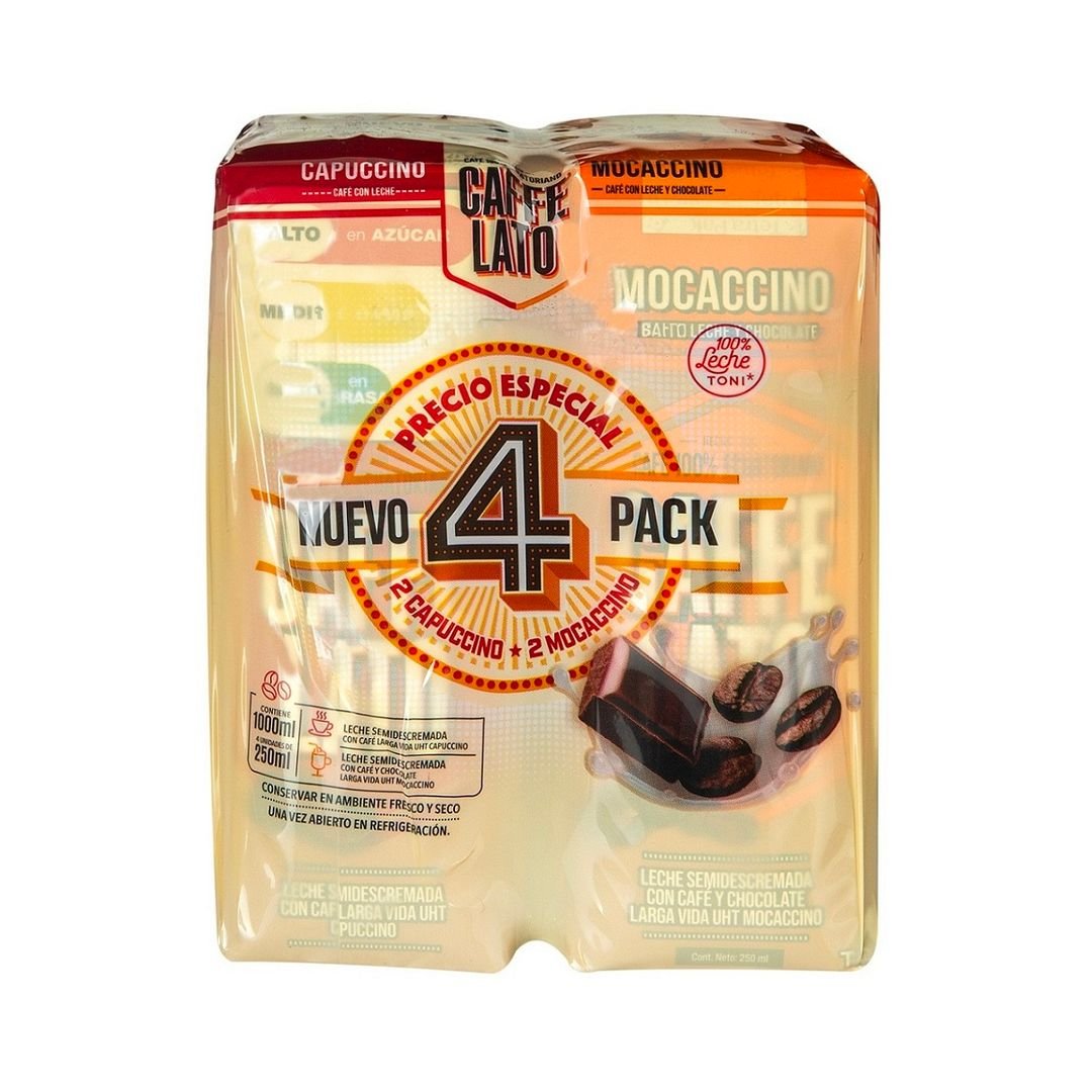 Pack 4 und. Café con Leche Toni Caffe Lato Capuccino & Mocaccino 250 ml / FS0011