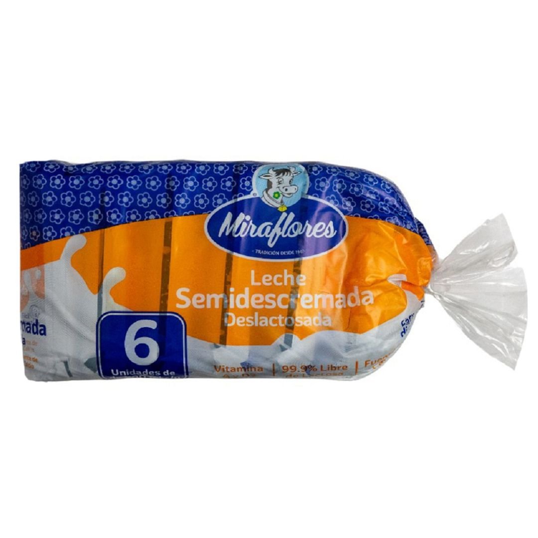 Pack 6 und. Leche Semidescremada y Deslactosada Miraflores 900 ml / FS0011